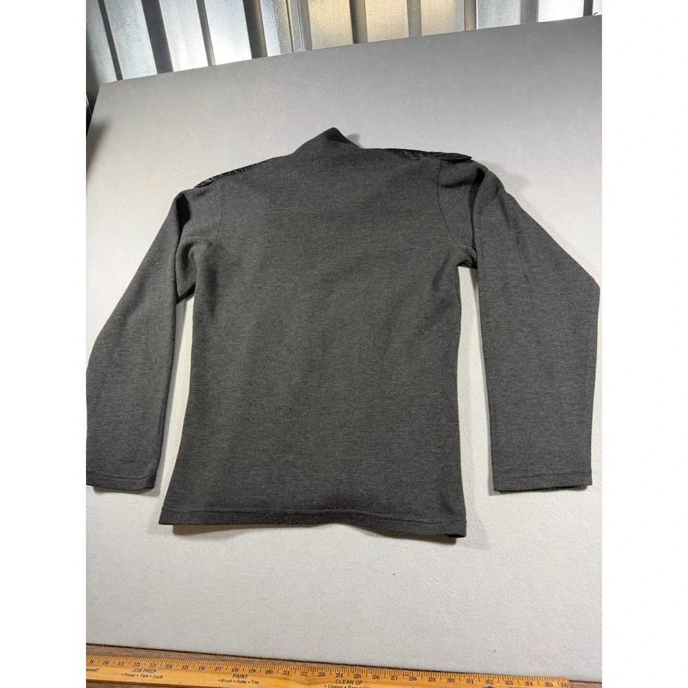 Gianni Versace Mens XL Gray Knit Quarter Button Mock Neck Pullover Long Sleeve